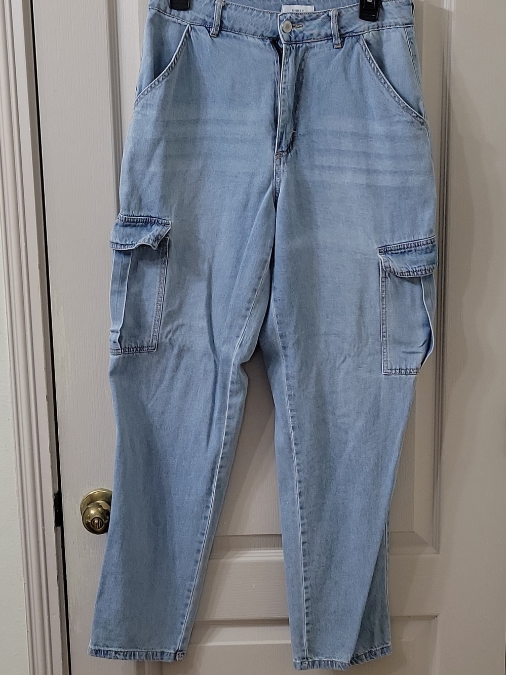Forever 21 Light Blue Boyfriend Cargo Jeans